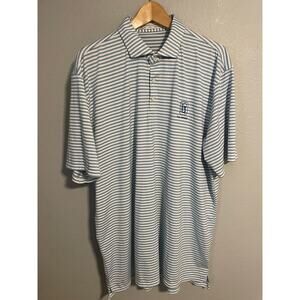 Holderness & Bourne Polo Shirt Mens 2XL Blue White Stripe TPC San Antonio Golf